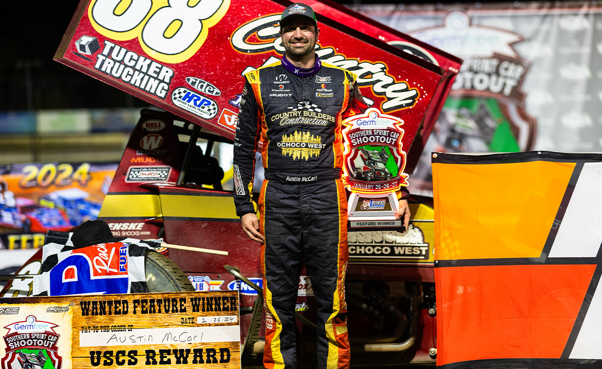 Austin McCarl in Volusia Speedway Park Victory Lane