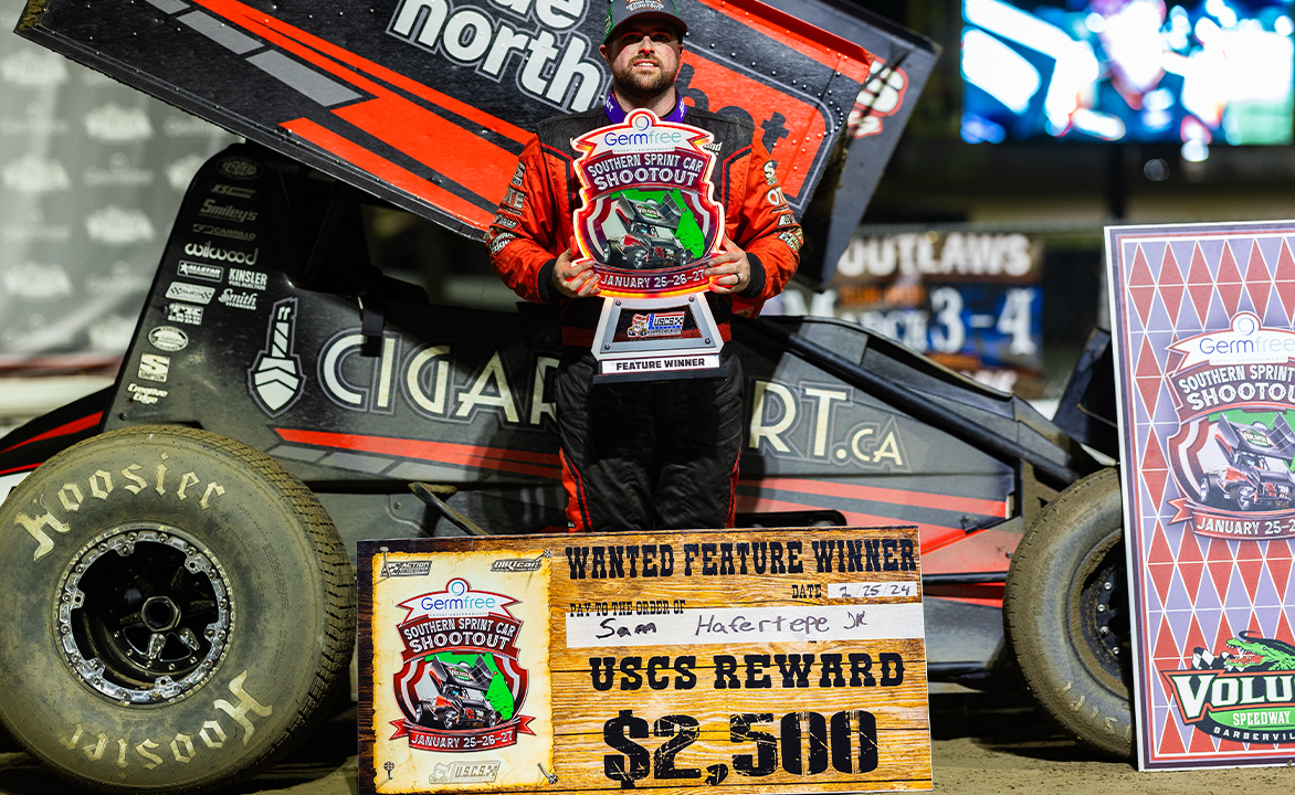 Sam Hafertepe Jr. in Volusia Speedway Park Victory Lane